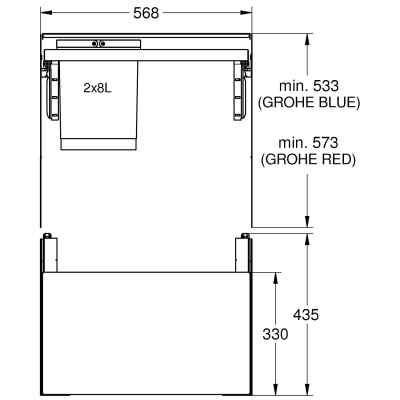 GROHE Blue Udtræksbakke til affaldssortering, 60 cm - 8 l / 8 l Affaldssorteringssystem